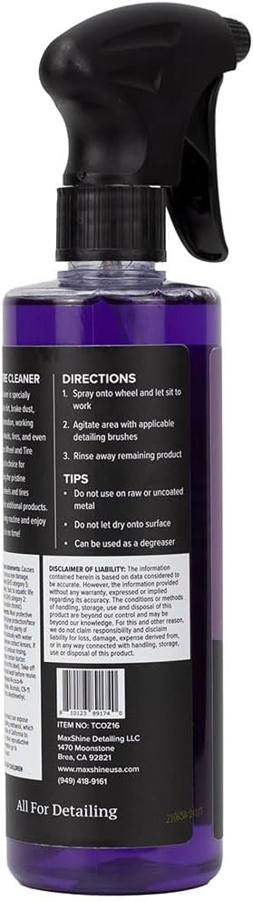 Maxshine 16oz Wheel & Tire Cleaner – Removes Dirt & Contaminants from Wheels, Tires & Brakes – Safe on All Rim Finishes – Ideal for Cars, Trucks & SUVs – Detailing Accessory