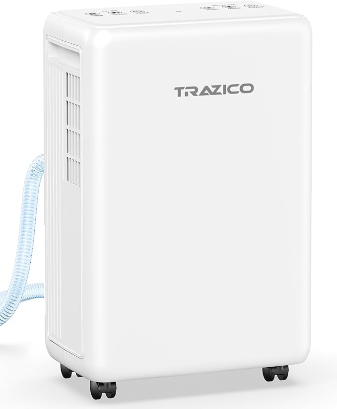 Trazico 30 Pint Dehumidifier for Basement with Drain Hose Up to 2000 Sq.Ft | Quiet Dehumidifiers for Home Large Room Bedroom Bathroom, Intelligent Humidistat, 3 Modes, 24H Timer, Auto Defrost