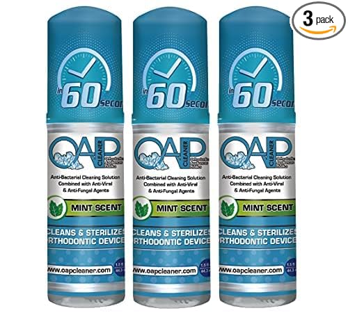 OAP Orthodontic Cleaner Cleaner | For Retainers, Dentures, Mouth Guards & More | 60 Second Foam | Paraben, Sulfate and Triclosan Free | 44.3 mL, 3 Bottles
