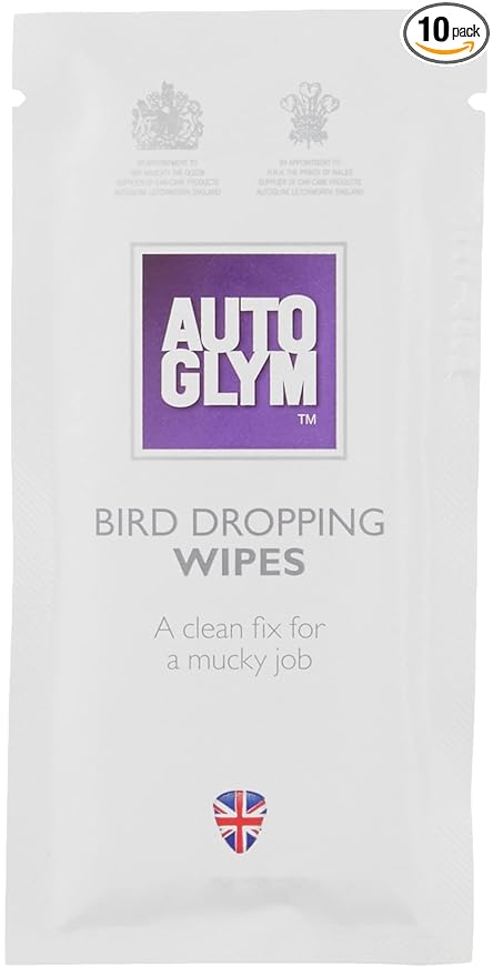 Autoglym Bird Dropping Wipes, x10 - Car Cleaning Wipes Offer A Quick, Clean Fix for A Mucky Job