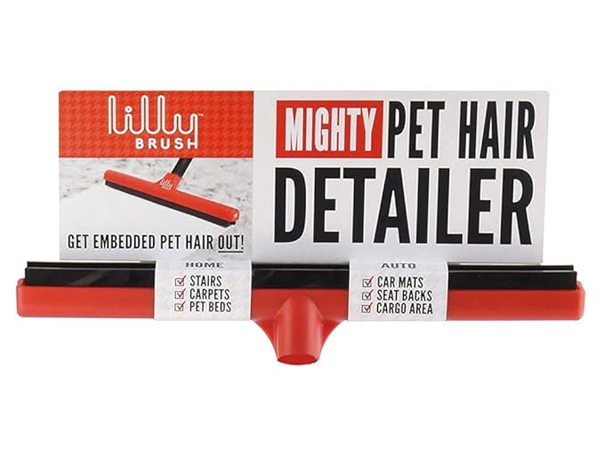 Lilly Brush Mighty Pet Hair Detailer Head (NO HANDLE) Dog & Cat Fur Clean-Up for Carpets and Rugs. Fits on ALL standard broom sticks.