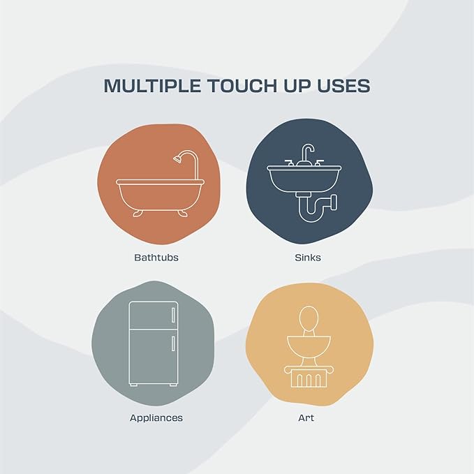 Multi-Pack Porcelain Touch Up Paint– 6 Most Popular Colors - Whites + Other, Made in USA, w/Brush in Bottle, Self-Priming, for Appliances + Bathroom Fixtures, Sinks, Tile, Metal & More
