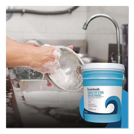 Boardwalk Commercial Liquid Dish Soap, 5 Gallon Pail, Fresh Scent, Grease Cutting, Mild on Hands, Neutral pH, Long Lasting Suds, Made in the USA