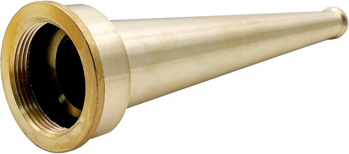 Brass Fire Equipment, Plain Hose Nozzle, 1-1/2" NPSH (NPT), 10" Length, 1/2" Orifice (1.5" NPSH/NPT)