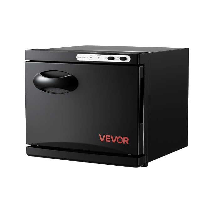 VEVOR Hot Towel Warmer, 8L Small Towel Warmer Cabinet with Clip & Stainless Steel Rack, Holds up 12 Towels, Portable All-Round Heating Cabinet for Spa, Barber, Manicures, Massage, Salon, Black