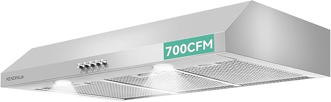 36 Inch Under Cabinet Range Hood | 700 CFM Stainless Steel | Convertible Ducted/Ductless | Washable Grease Filters | 3 Speed Fan | LED Lighting | Includes Charcoal Filters