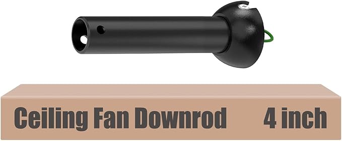 4 inch Black Ceiling Fan Downrod with Ball Head, Downrod for Ceiling Fan, 1 inch Outside Diameter, Suitable for a Wide Range of Fans (with Ball Head, Not Threaded)