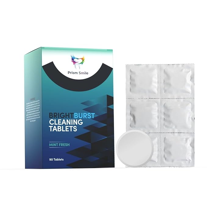 BrightBurst Cleaning Tablets, Mint Fresh, 90 Count, for Clear Aligners, Retainers, Night Guards, Whitening Trays
