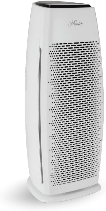 Hunter Air Purifiers for Home Large Room and Bedroom. True HEPA Air Purifier Tower for Pets, Odors, Allergens, Smoke, Dust, VOC's. Cleans 969 Ft² per Hour, 3 Fan Speeds, Sleep Timer. White