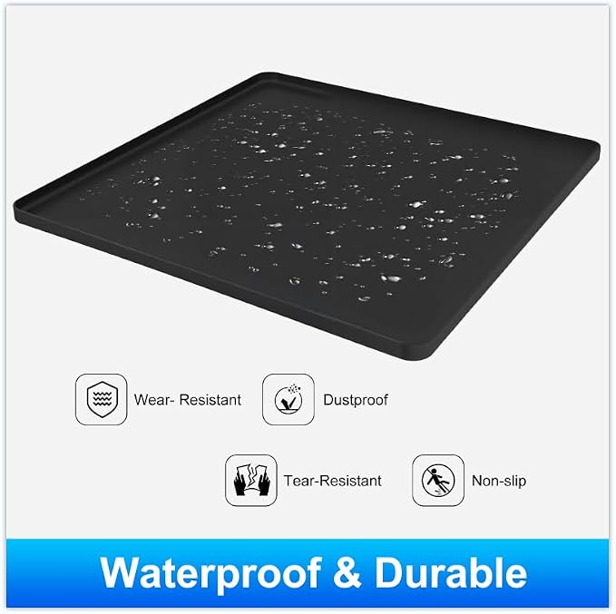 Mini Fridge Silicone Mat, 19.7"x19.7"x0.6" - Durable Refrigerator Mats with High Raised Edges, Leak-Proof Fridge Mats for Mini Fridges, Washing Machines, Pet Bowls - Protects Floors from Water Spills