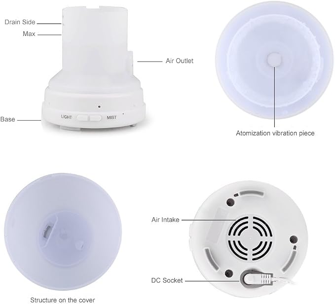 EcoGecko Aromatherapy Essential Oil Diffuser, Aroma Oil Diffuser Cool Mist Humidifier with Timer, 7 Color LED Lights, Auto Shut-Off for Home Bedroom Office