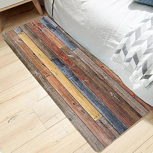 WODEJIA Flannel Mat Non Slip Bedside and Living Room,Clearance MatS Absorbent Moisture Dust Forlaundry Room,Bath Rugs Sponge Foam Soft for Bathroom and KitchenRustic Old Wooden Board 47x18 Inches