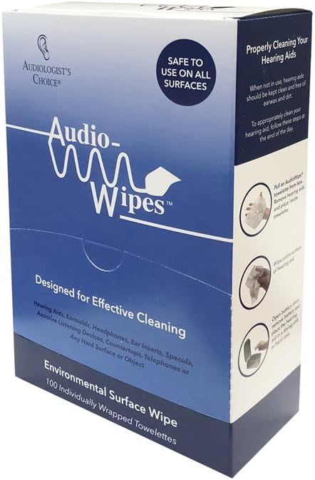 Audiologist's Choice Earbud Cleaning Kit with Audio Wipes - 3-in-1 Pen for AirPods, iPhone Cleaner, Earwax Removal, Speaker & Bluetooth Earbuds - Compact & Travel-Friendly (100 Count)
