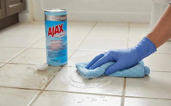 Ajax Professional Heavy Duty Oxygen Bleach Powder Cleanser 21 Oz (Pack of 2) bundled with Micro Fiber Cloth
