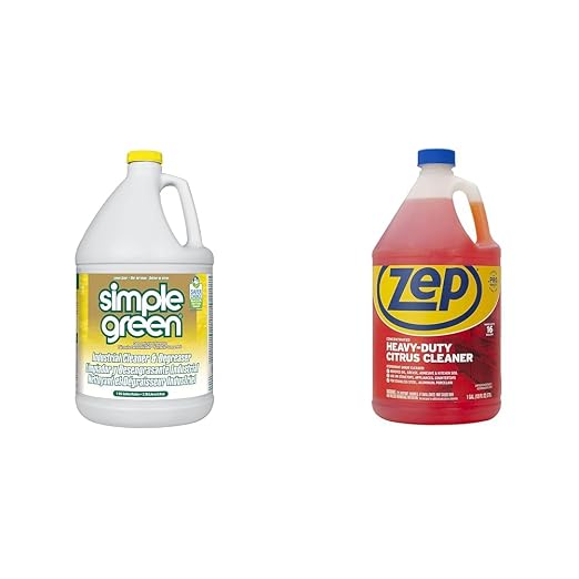 Simple Green 73434010 14010 Industrial Cleaner & Degreaser, Concentrated, Lemon, 1 gal Bottle & Zep Heavy-Duty Citrus Degreaser Refill - 1 Gallon - ZUCIT128 - Professional Strength Cleaner