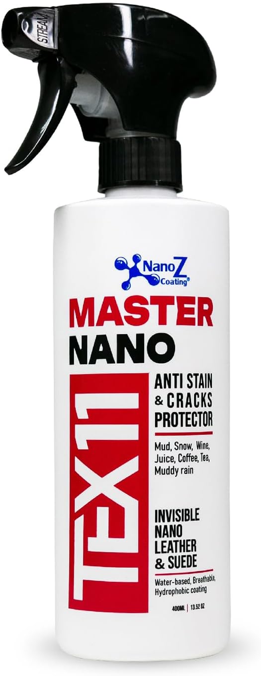 Eco-Friendly Nano Leather & Suede Protector Spray – Water-Based Hydrophobic Waterproof & Stain Repellent for Boots, Shoes, Jackets, Bags, Furniture & Car Seats – Invisible Protection (13.52 fl.oz)