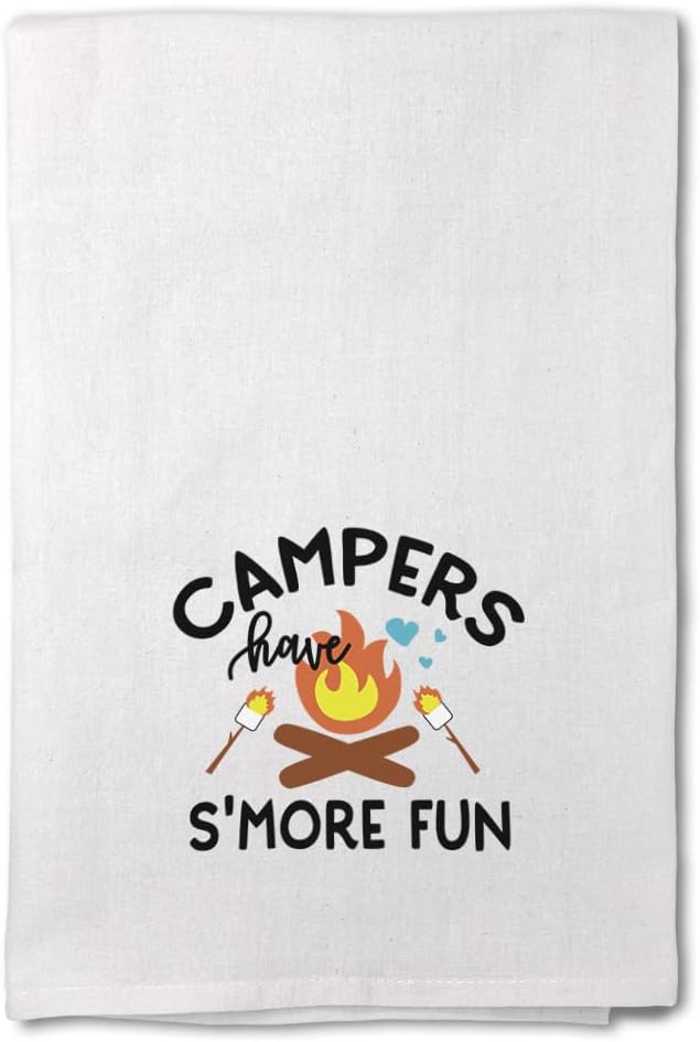 Style In Print Mothers Day Decor Flour Kitchen Towels Campers Have S'More Fun Campfire Heart Camping Cleaning Supplies Dish Towels Design Only