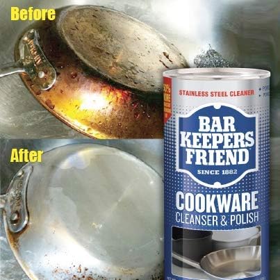 Bar Keepers Friend Cookware Cleanser & Polish (12 oz) - Cleaner, Degreaser & Stain-Remover - for Use on Stainless Steel and Copper Pots, Pans and Utensils, Glass Casserole Dishes and More (6)