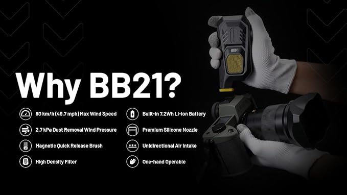 Nitecore BB21 Portable Air Blower for Cameras, Computers and Electronics, Fast Charging USB Rechargeable, 30,000 RPM Electric Compressed Air Duster with Organizer