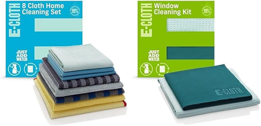 E-Cloth Home Cleaning Set with Microfiber Cleaning Cloths for Cars & Microfiber Cleaning Cloth Glass Cleaner Kit - Microfiber Towel Cleaning Kit for Cars, Large