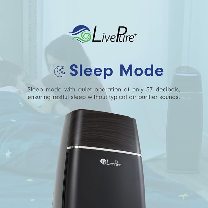 LivePure LP260TH-G Sierra Series True HEPA Digital Tall Tower Air Purifier for Home Captures Allergens, Smoke, Pollen, Mold, Dust Mites, Pet Hair, Energy Star Certified, Graphite