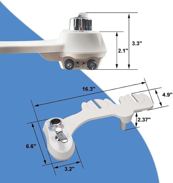 Bidet AMI910 Hot and Cold Water Bidet Attachment for Toilet - Self Cleaning Dual Nozzles (Frontal & Rear Wash) - Non-Electric Mechanical Bidet Toilet Attachment