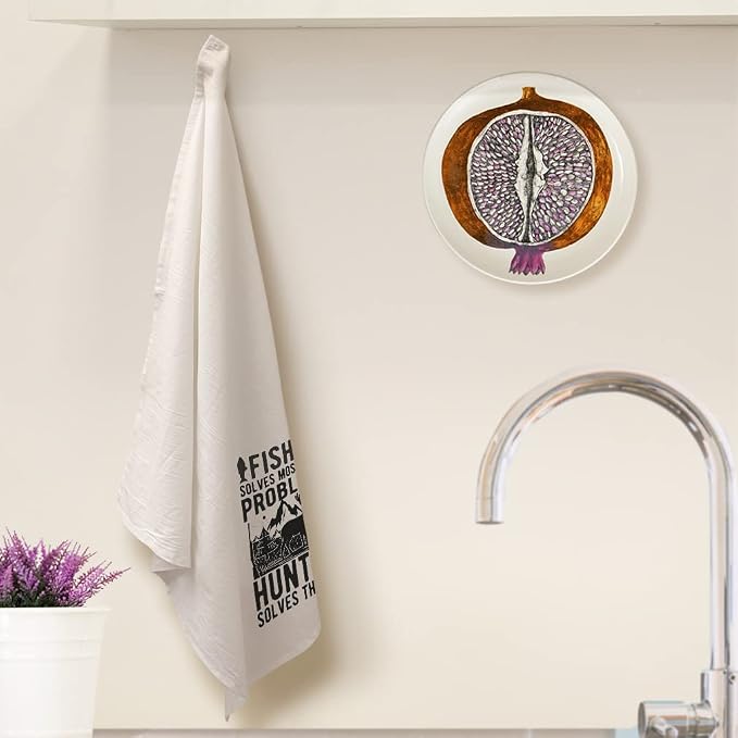 Mothers Day Decor Flour Kitchen Towels Fishing Solves Problems Hunting Solves Rest Fishing Cleaning Supplies Dish Towels Design Only
