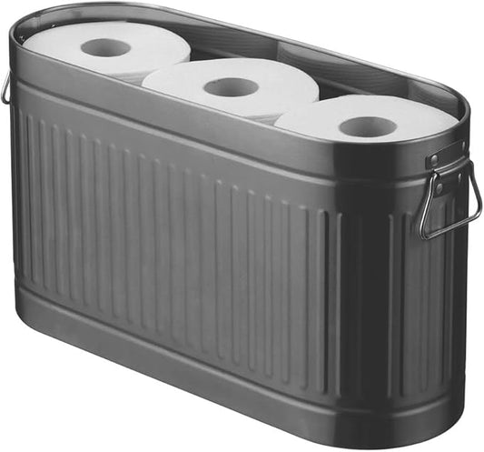 mDesign Large Steel Free Standing Toilet Paper Organizer, 6-Roll Tissue Storage Holder Container Bin for Bathroom Floor, Fits Under Sink, Vanity, Shelf, In Cabinet, Corner, Oscar Collection - Graphite