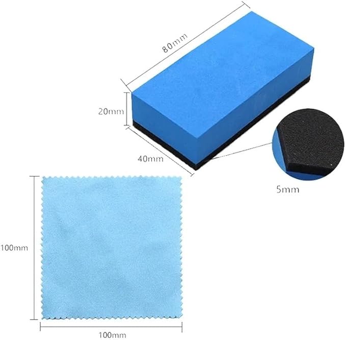 Ceramic Coating Applicator Kit – Blue Sponge & Microfiber Cloth，Compatible for Car Wax, Glass & Paint Protection(8Pcs Sponge Cloth)