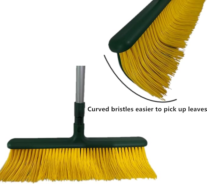 LRB4419 Leaf Turf Broom 16" W x 55"+5-in-1 Foldable All-in-One Broom, Dustpan, Pet Hair Roller, Squeegee & Wire Brush