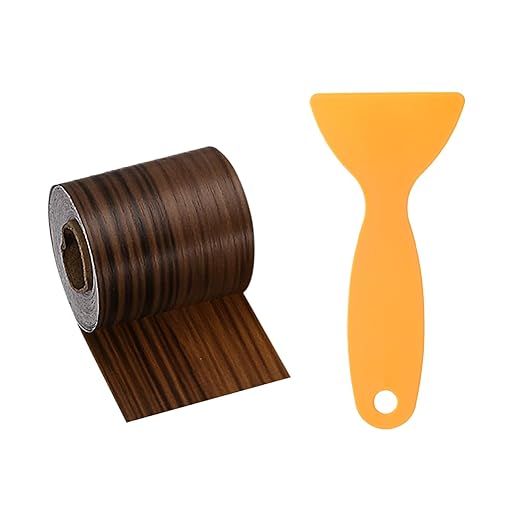 HARFINGTON Wood Grain Repair Tape 2 Inch x 33ft Self Adhesive Repair Patch Tape Simulated Wooden Floor Tapes with Plastic Scraper for Tables Doors Windows Furniture, Light Brown Wood