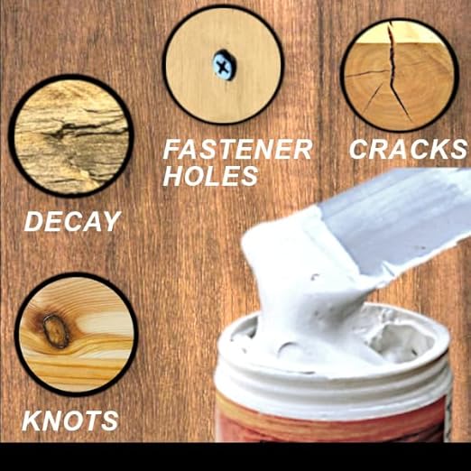 Waterproof Wood Filler [Half-Pint, Colonial-Blue] - Exterior Grade Wood Repair in 18 Paintable and Stainable Colors. Strong Adhesion and Durability for Outdoor Wood in All Weather Conditions.
