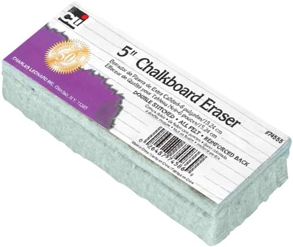 Charles Leonard Chalkboard Felt Eraser, 5 x 2 x 1 Inches, White, 12-Pack (74555)