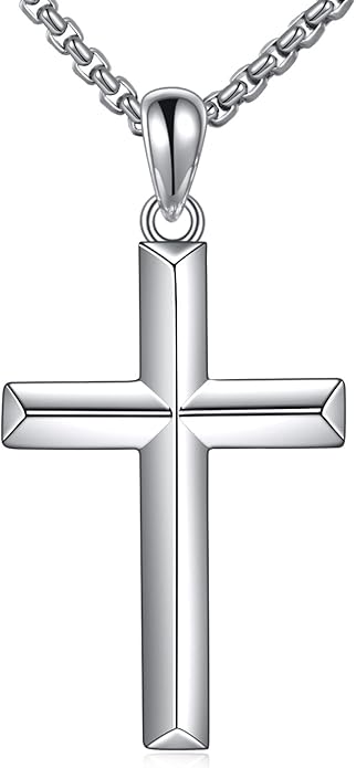 ONEFINITY Religious Cross Pendant Necklace Sterling Silver Origami Cross Pendant Gifts for Women Men Jewelry