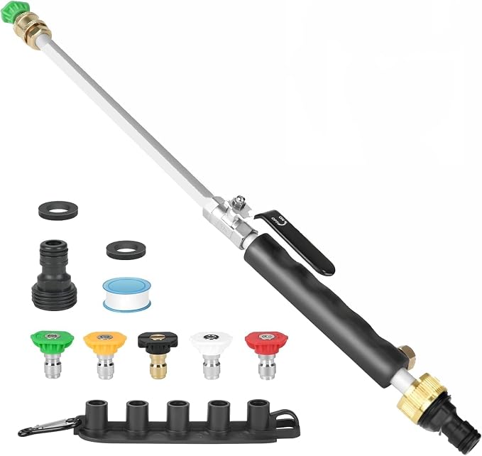 2026 New 7-1 Jet Nozzle High Pressure Hose Nozzle, High Pressure Power Washer Wand, power washer hose attachment for Gutter, Patio, Car Wash,Gardening