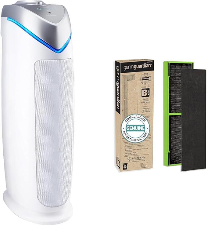 GermGuardian Air Purifier with HEPA 13 Filter, Removes 99.97% of Pollutants & Filter B Toxin Clear HEPA Genuine Replacement Filter, Removes 99.97% of Pollutants