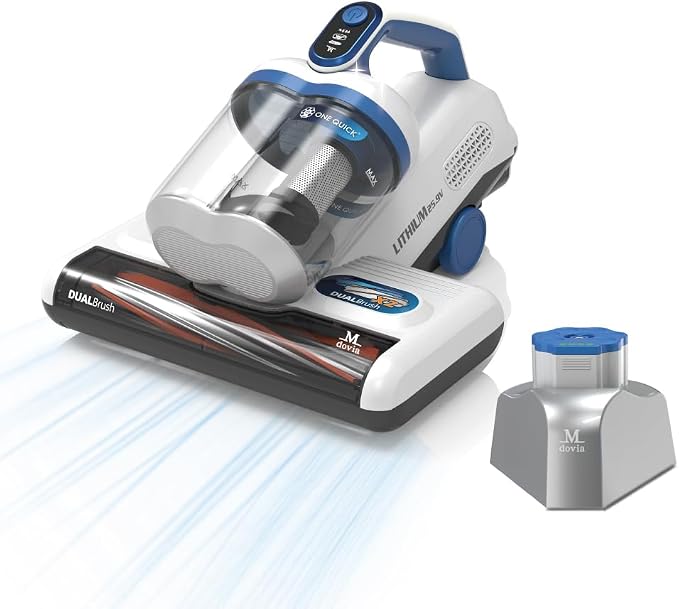 Zenman Bed Vacuum Cleaner, Mattress Vacuum Cleaner, Dual Cups with Cyclone Filtration, Handheld Vacuums for Bed, Sofa, Couch, Crib (Cordless, One Quick Battery Cleaning System)