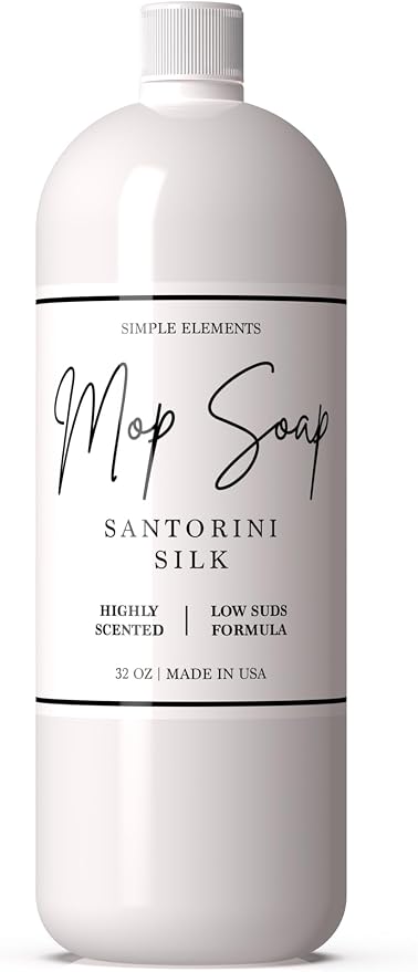 Mop Soap Highly Scented Fragrance, Long Lasting Luxury Floor Cleaner for Hardwood, Tile, Laminate & Stone, Low Suds No Residue Formula, All Mop Types, Made in USA, 32oz Santorini Silk Fragrance
