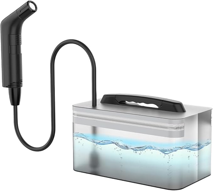 Teabelle Portable Electric Rechargeable Travel Bidet, Handheld Soft Pressure Sprayer for Bathroom, rv Car and Outdoor Camping, Mini Body Washing Cleaner with 2.3L Water Tank and USB Cable