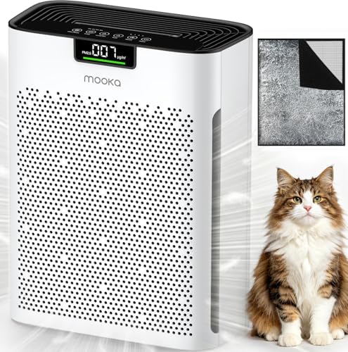 Air Purifier for Home Large Room 2200 Ft² KJ190 with 2-PACK Filter Replacement, MOOKA H13 True HEPA Air Purifiers Cleaner for Pets, Washable Filters, Auto Mode