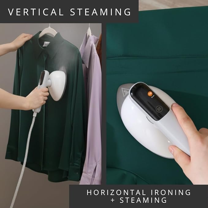 Smart Steam – 2-in-1 Handheld Garment Steamer & Iron with 6ft Steam Hose, 7 Steam Levels, Digital Display, 1.1L Tank, Steam Burst, Auto-Off Safety, For Home & Upholstery