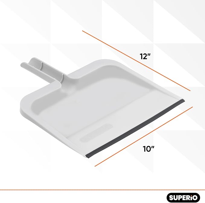 Superio Angle Broom and Clip-On Dustpan Set, Slim Hand Broom Telescopic Handle 53 Inches Tall, Clip On Dust Pan with Low Edge Rubber Lip