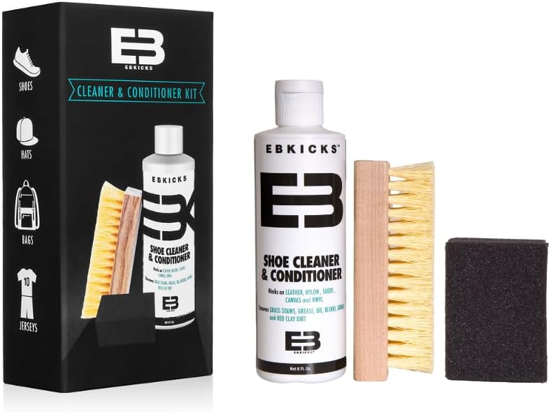 EBkicks Shoe Cleaner Kit with Bottle and Brush + sponge For Suede, Leather, Whites, canvas and Nubuck Sneakers