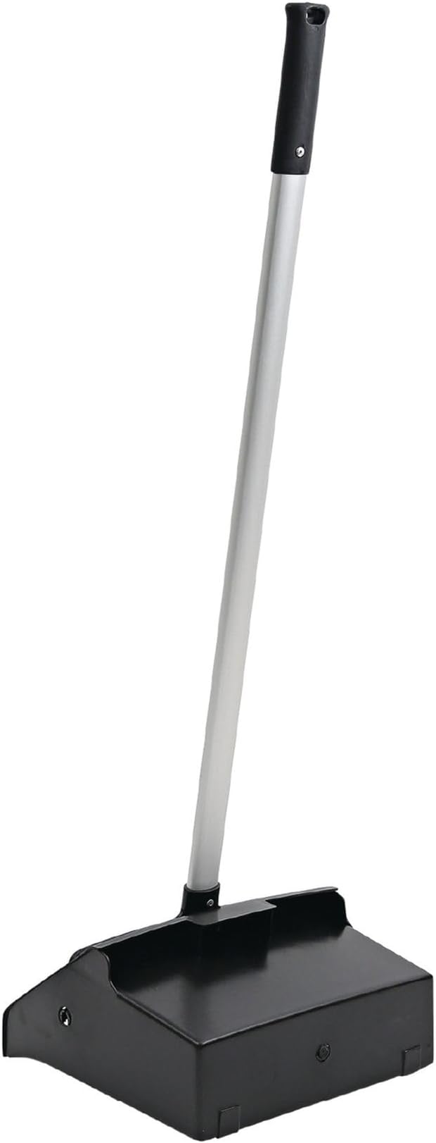 Boardwalk Commercial Lobby Dust Pan, 11.75 x 37, 34" Long Handle, Plastic/Aluminum, Black/Silver, Large Capacity