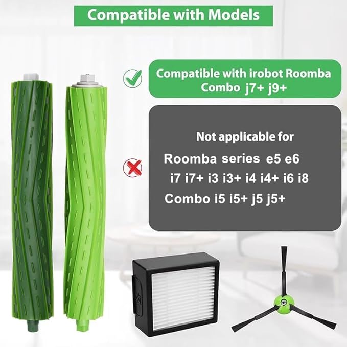 Accesories Replacement Parts Compatible with iRobot Roomba Combo 10 max j10+ j7+ j9+ Robot Vacuum & Mop Cleaner,Filter,Brush,Dust Bag (14 Pack Filter+Brush kit)
