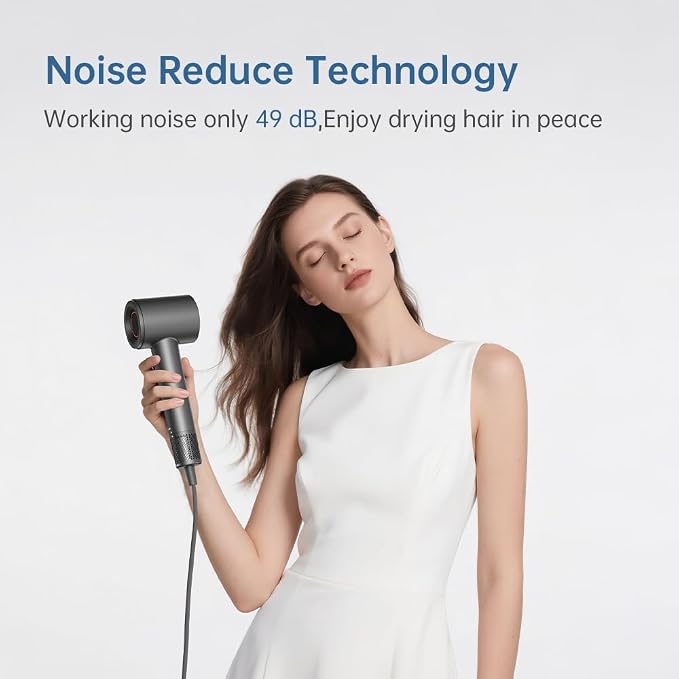 Professional Travel Hair Dryer, 110000RPM Brushless Motor Quiet 49dB, 200 Millon Negative Ion 0.83lbs Lightweight Blow Dryer, UL Certified Fast Drying with Magnetic Nozzle