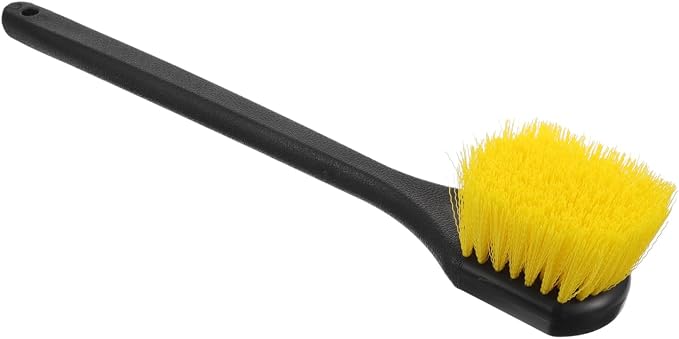Long Handle Car Tire Brush with Heavy Duty Stiff Bristles for Wheel and Rim Cleaning Ergonomic Grip Car Wash Detailing Tool