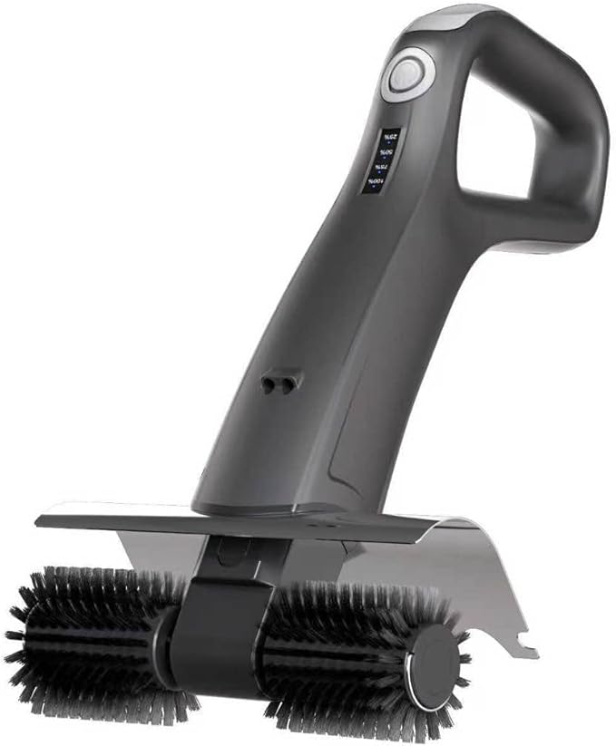 Electric Grill Brush Rechargeable, Dual Brush Heads Design Cordless Electric BBQ Grill Cleaner with Replaceable Head (Dark Gray)