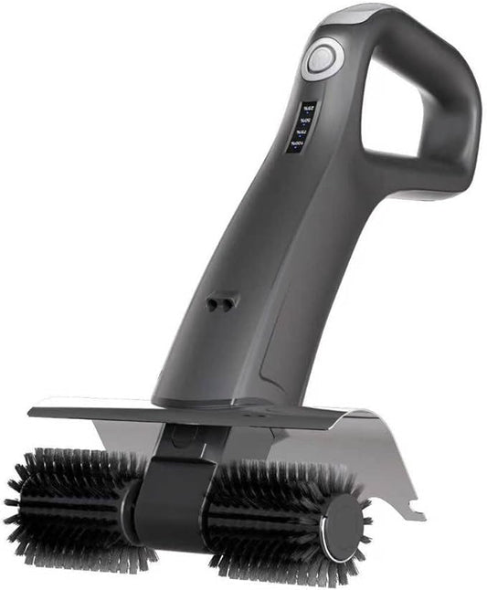 Electric Grill Brush Rechargeable, Dual Brush Heads Design Cordless Electric BBQ Grill Cleaner with Replaceable Head (Dark Gray)