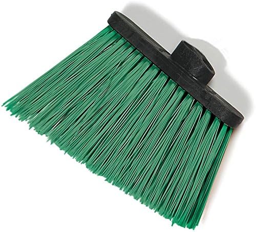 SPARTA 3686709 Duo-Sweep Medium Duty Flagged Angle Broom Head, Polypropylene Bristle, 8" Overall Length x 12" Width, Green (Case of 12)